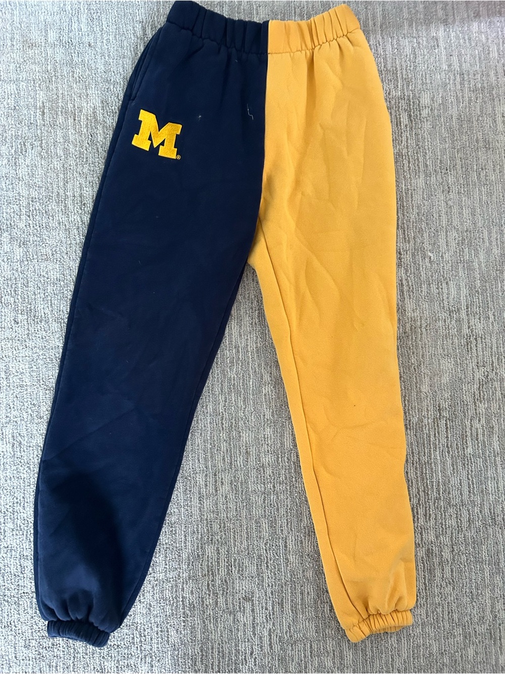 Michigan Wolverines Two-Tone Navy and Gold Split Joggers